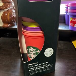 STARBUCKS RE USEABLE HOT CUPS WITH COLOR CHANGING LIDS